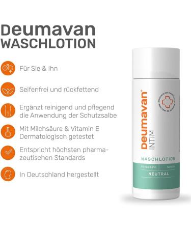 Deumavan Intimate Wash Lotion Neutral 200 ml - Gentle Cleansing for Sensitive Skin - pH Balanced & Hypoallergenic - International Shipping Available - Buy Online on GoSupps.com