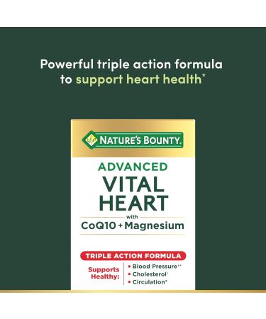 Nature s Bounty Advanced Vital Heart with CoQ10 + Magnesium Antioxidant Supports Healthy Blood Pressure Cholesterol Circulation Triple Action Formula CoQ10 Magnesium Supplement 60 Softgels 60 Count (Pack of 1) - Buy Online on GoSupps.com