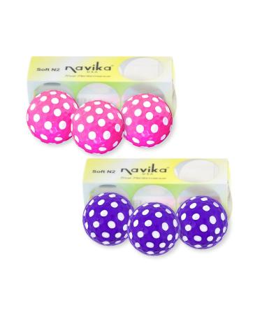 Navika Golf Balls- White Polka Dots on Pink & Purple Golf Balls Combo | 6 Golf Ball Pack | Great Gift for Any Golfer | Perfect for Kids and Women Golfers | Cute Easter Themed Golfing Gift