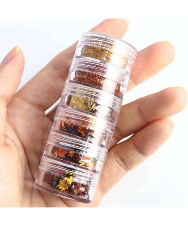 Fall Nail Art Glitters Set - 6 Boxes of Thanksgiving Maple Leaf Sequins & Golden D cor for Autumn Manicure DIY - Buy Online on GoSupps.com