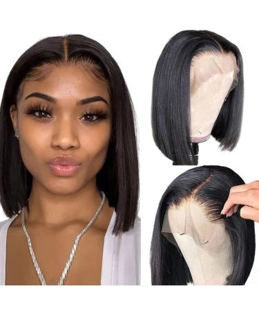 BABOSHOW Bob Wig Human Hair 13x4 Frontal Lace Wig Glueless Bob Wigs Human Hair Pre Plucked 180% Density Short Bob Wigs for Black Women Human Hair Natural Color 10 Inch 10 Inch 13x4 Bob Wig