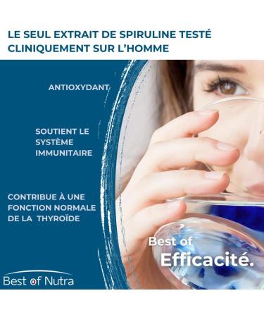Best of Nutra - Phycocyanin & Selenium - Natural Patented Spirulina - Food Supplement for Adult Immunity Thyroid and Antioxidant - 100% Bioavailable - 15 Ampoules of 10ml - Made in France - Buy Online on GoSupps.com
