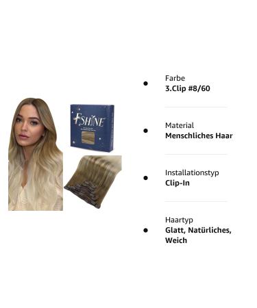 FSHINE Clip-in Extensions | Real Hair 60cm 120g | Ombre Blonde & Brown | Thick Remy 7PC Set - Buy Online on GoSupps.com