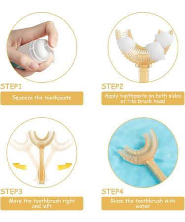 Vicloon U Shaped Toothbrush Set for Kids (7-12 Years) - Soft Silicone Bristles - Pack of 2 - Yellow - Buy Online on GoSupps.com