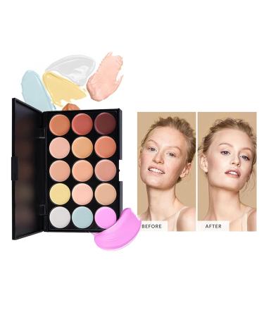 Pure Vie 15-Color Hydrating Cream Concealer Palette - Full Coverage Correcting Makeup Kit for Dark Circles, Acne, and Blemishes - Buy Online on GoSupps.com