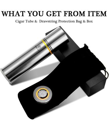 CIGARLOONG Cigar Case Portable Cigar Humidor Built-in Humidifier and Hygrometer for 3-5 Cigar Tube(Color:Black) - Buy Online on GoSupps.com