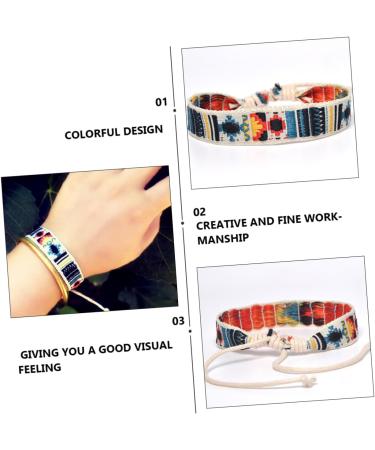 CALLARON 1pc Embroidered Ethnic Bracelet Tribal Jewelry Fabric Wirstlet Bracelets for Women Embroidered Wrist Chain Hand Bohemian Jewelry Rope Ribbon Cotton Rope Braided Rope Miss - Buy Online on GoSupps.com
