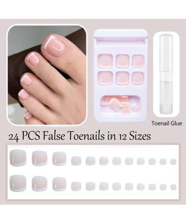French False Toenails - Nude Fake Toe Nail - Stick on Toenails with Nail Glue - Acrylic Press on Toenails - Toe Nail Extensions with Short Nail Tips - Nail Art Set for Women Girls - Buy Online on GoSupps.com