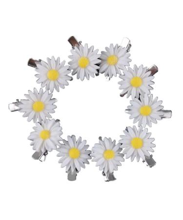 Yueton 10pcs Little Daisy Flower Barrettes Bobby Pin Alligator Clip Hair Clips Bride Head-wear Edge Clip Clamps (White)