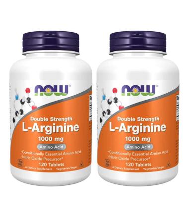 Now Foods L-Arginine 1000mg, 120 Tablets (2 Pack) 120 Count (Pack of 2)