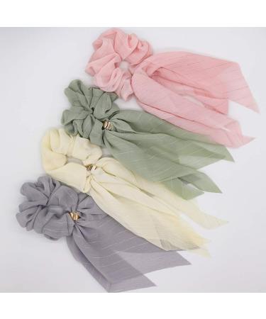 Elegant Scarf Hair Ties for Women Girls - 8 Pcs Double Layer Bow Scrunchies with Assorted Colors - Buy Online on GoSupps.com