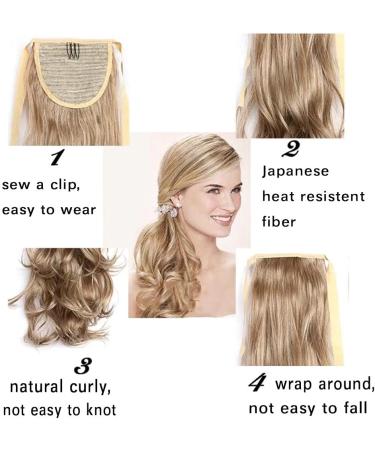 iLUU Nature 20 Inch 90g Curly Wavy 30J Fashion Blonde Wrap Ponytail Hair Extensions Ponytail Long Synthetic Party Cosplay - Buy Online on GoSupps.com