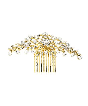 Mariell Gold Crystal Vine Bridal Hair Comb  Wedding or Prom Hair Comb Jewelry Accessory for Women  Brides
