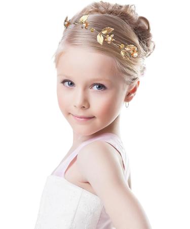 Gold Leaf Headband for Women Flower Girl Headpiece Gold Headband Wedding Hair Accessories for Kids Pearl Headpiece Wedding Bridal Boho Hair Piece Gold Hair Vine Headband for Prom Party - Buy Online on GoSupps.com