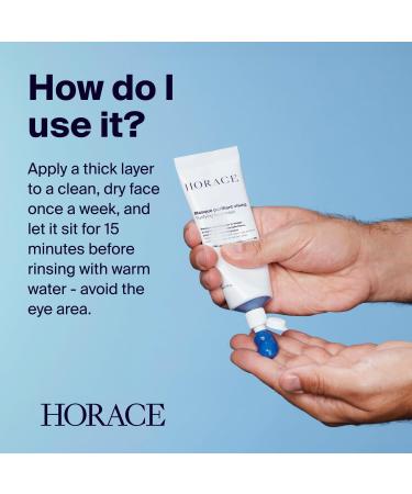 HORACE Purifying Face Mask for Men - Facial Deep Cleanse with Kaolin Clay and Blue Everlasting Flower - Pore Refining Skincare for All Skin Types - Unscented 75 ml - Buy Online on GoSupps.com