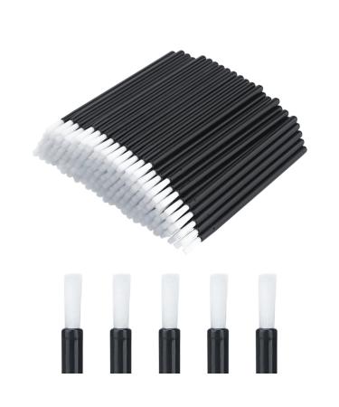 50PCS Disposable Lip Brushes Lipstick Applicator Lip Wands Makeup Beauty Tool Kits PYO Cookie Paint Brush (Black)