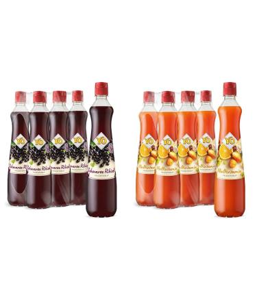Yo syrup black currant (6 x 700 ml) & syrup multivitamin (6 x 700 ml) - 1x bottle results up to 6 liters of ready -made drink - without sweeteners color and preservatives vegan bundle with multivitamin