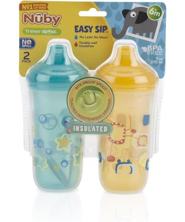 Nuby No-Spill Insulated Hard Spout 9 oz Cup  Colors/Prints May Vary 2 Count (Pack of 1) - Buy Online on GoSupps.com