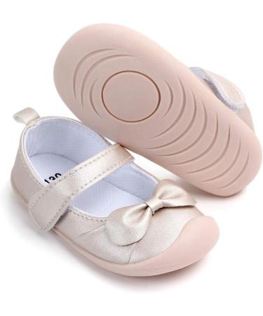 LACOFIA Baby Girls Mary Jane Flats | Infant Anti-Slip First Walking Shoes | Size 5.5 UK Child | Gold - Buy Online on GoSupps.com