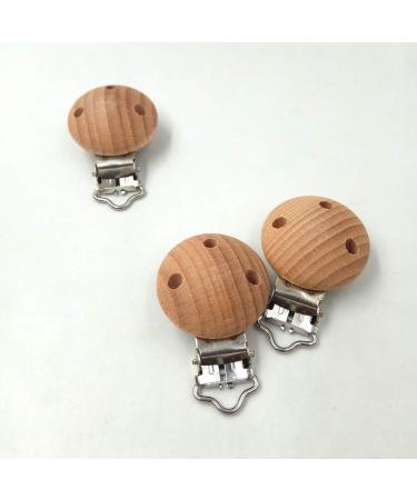 Alenybeby 10 Natural Beech Wood Pacifier Clips - 30mm Straps Holders with Charm for DIY Pearl Chains - Antique Style Baby Accessories - Buy Online on GoSupps.com