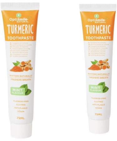 Natural Vegan Turmeric Toothpaste with Mint | SLS Free Whitening Curcumin Formula | 75ml x 2 - Buy Online on GoSupps.com