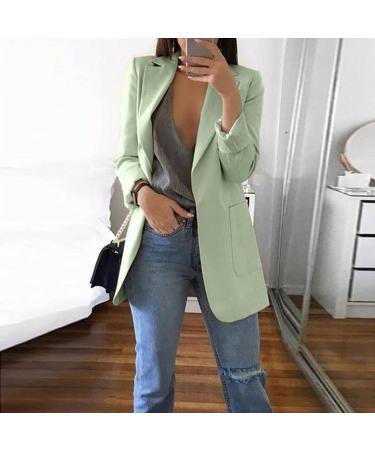 oelaio 2023 Blazers for Women Business Casual Long Blazer Jackets Dressy Work Professional Office Outfits Lapel Pockets Mint Green Large - Buy Online on GoSupps.com