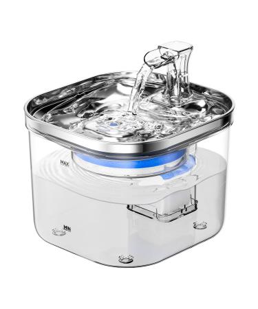 Cat Water Fountain, 68oz/2L 304 Stainless Steel Cats Fountain Water Bowl, Quiet Electric Automatic Pet Water Dispenser with 3 Filters, Pet Drinking Fountains for Cats, Small Dog, Multiple Pets