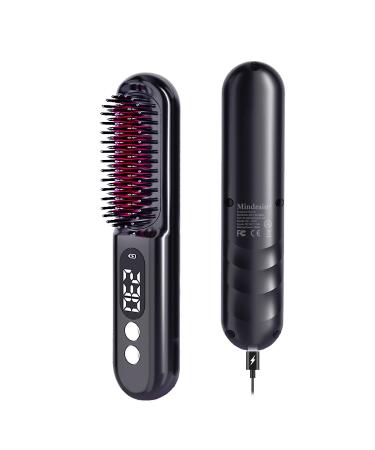 Mini Cordless Hair Straightener Brush Pro+ Portable Straightening Brush for Travel Ionic Hot Comb Straightener 10000mAh 60Mins Long Battery Life USB Rechargeable Gifts for Women.