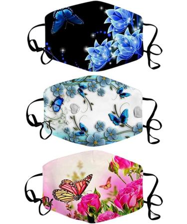 3 Pack Washable Reusable Floral Cotton Half Face Cover Unisex Mouth Covers Protection Half Face Windproof Face Caps Face Shield/Loop Scarf/Bandana/Balaclava for Snowboarding Ski Motorcycle - Buy Online on GoSupps.com