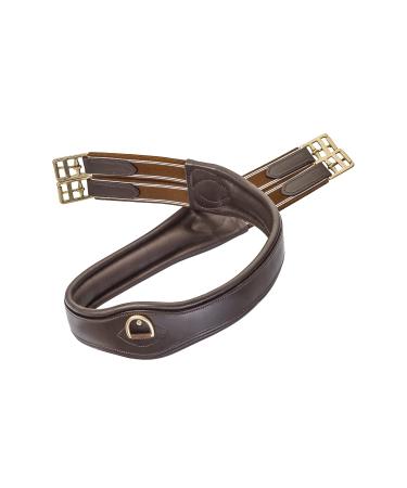 SUNRIDE saddle girth Soho made of genuine leather anatomical with D-ring (3X) for auxiliary reins (140 cm brown) 140 cm brown