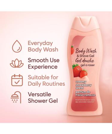 Body Wash and Shave Gel with Creamy Strawberry Aroma 20 fl oz Bottle for Daily Shower Use Smooth Lather Formula for Regular Bathing and Routine Personal Care - Buy Online on GoSupps.com