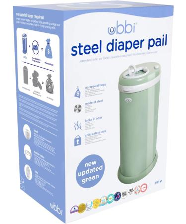 Ubbi Steel Trap Diaper Pail - Award-Winning Bagless Modern Design in Sage Green - Must-Have for Eco-Friendly Parenting - Buy Online on GoSupps.com