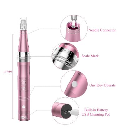PELCAS Electric Cordless Microneedling Pen | 24 Replacement Cartridges | Adjustable 0.25mm Microneedle Dermapen for Home Use - Buy Online on GoSupps.com