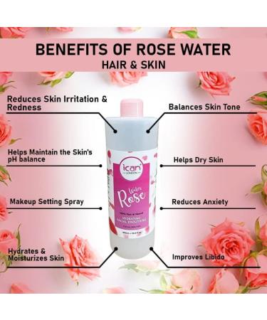 500ml Pure Natural Rose Water for Facial Hydration and Smoothing - Buy Online on GoSupps.com