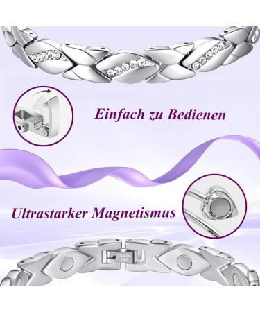 Vicmag Women's Ultral Strength Magnetic Bracelet - Titanstahl Silver Crystal Design Gift - Buy Online on GoSupps.com
