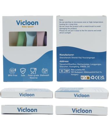 Vicloon Baby Spoons - Set of 4 Silicone Self-Feeding Weaning Spoons for Kids, Toddlers, Children, and Infants - Macarons - Buy Online on GoSupps.com