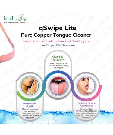 Buy HealthAndYoga qSwipe Lite Copper Tongue Cleaners - 6 Pack for Bad Breath Relief & Oral Hygiene - Buy Online on GoSupps.com