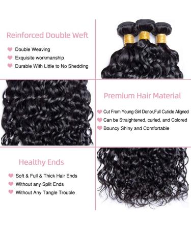Menalue Brazilian Virgin Water Wave Curly Hair Bundles 16 18 20 Inch - 3 Bundles 100% Unprocessed Wet & Wavy Remy Hair in Natural Black Color - Buy Online on GoSupps.com