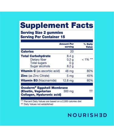 Upsa Nourished Collagen Skin Glow 30 Count for Firm & Elastic Skin - 30ct Natural - with Ovoderm Vitamin C Niacinamide & Zinc - Sugar-Free & Vegetarian - Buy Online on GoSupps.com