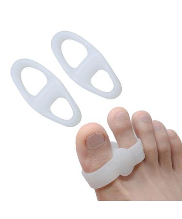 Toe separator silicone foot distance holder for toes - soft toe smooth comfortable hammer toe corrector to prevent friction pressure relief sports and yoga white