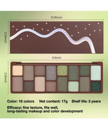 16 Color Matte Shimmer Eyeshadow Palette - Brown Grey Green Gold | Highly Pigmented Blendable Korean Makeup with Mirror - Buy Online on GoSupps.com