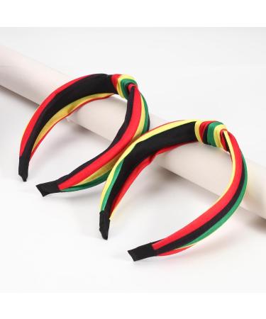 Ardorchid Rasta Headbands African Jamaica Juneteenth knotted Headband for Women Girls Elastic Hairband Hair Hoop No Slip Hair Accessories Gifts - Buy Online on GoSupps.com