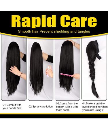 Vigorous 20 Inch Black Straight Headband Wig for Women - Heat Resistant Synthetic Fiber, Natural Look, Glueless Design - Buy Online on GoSupps.com