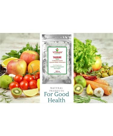 L-Taurine 1000mg High Strength Energy Supplement for Endurance & Muscle Pump - 90 Tablets by VitMan Nutrition - Buy Online on GoSupps.com