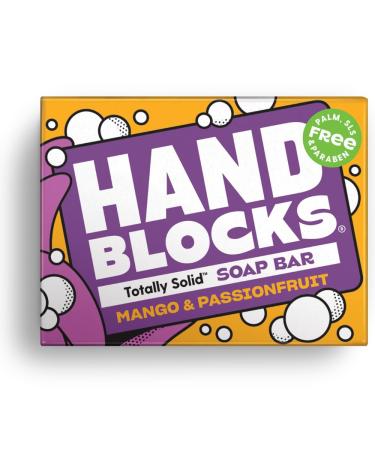 Hand Blocks: Mango & Passionfruit - Cold Processed Natural Soap Bars - Plastic Palm SLS SLES & Paraben Free