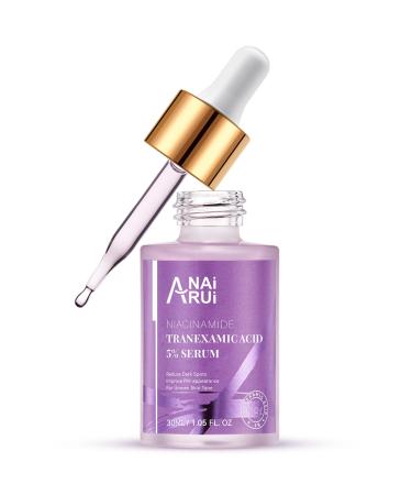 ANAI RUI 5% Tranexamic Acid Serum With Niacinamide Kojic Acid Arbutin Dark Spot Care PIH for Uneven Skin Tone 1FL.Oz 30ML-Purple