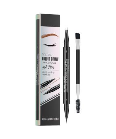 Waterproof Eyebrow Pen Double Sided Sweatproof Cosmetic Product with 2 Fork Tips Eyebrow Pen for Girls Beauty Lasting Styling Shaping Lifting Defining Dark Brown 1 Piece 1er Pack