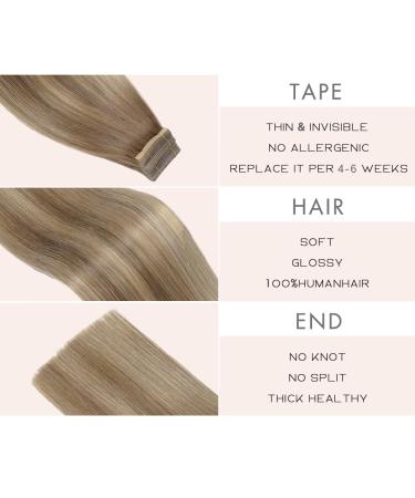 YDDM Tape-In Extensions | Real Hair Light Brown & Gold Blonde | 20Pcs 40cm Skin Weft | Invisible Tape Extensions (16 inch 10/10#) - Buy Online on GoSupps.com