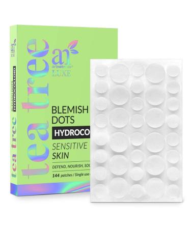 Artnaturals Acne Pimple Patches (144 Pack) Hydrocolloid Acne Patches with Tea Tree Treatment for Zits and Breakouts Spots and Dots Stickers for Face and Skin