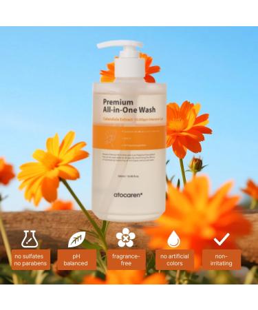 atocaren Calendula Wash Popular Korean All-in-One Cleanser for Scalp Face & Body 100 000ppm Calendula Fragrance-Free Gentle Care for Kids & Adults - Buy Online on GoSupps.com